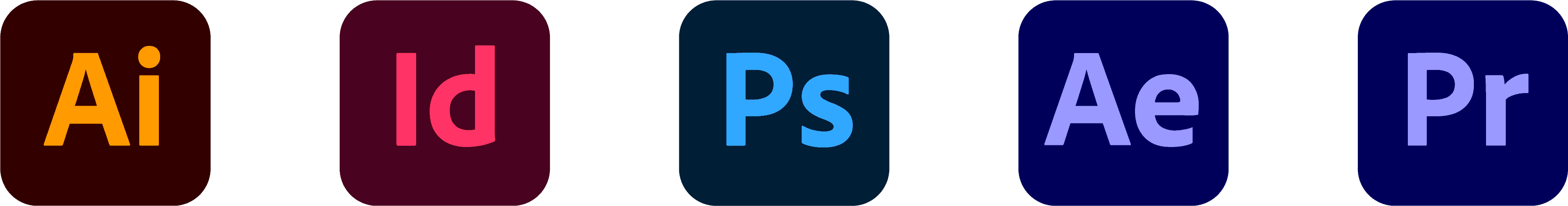 Adobe Applications - Photoshop, Illustrator, InDesign, After Effects, Premiere Pro