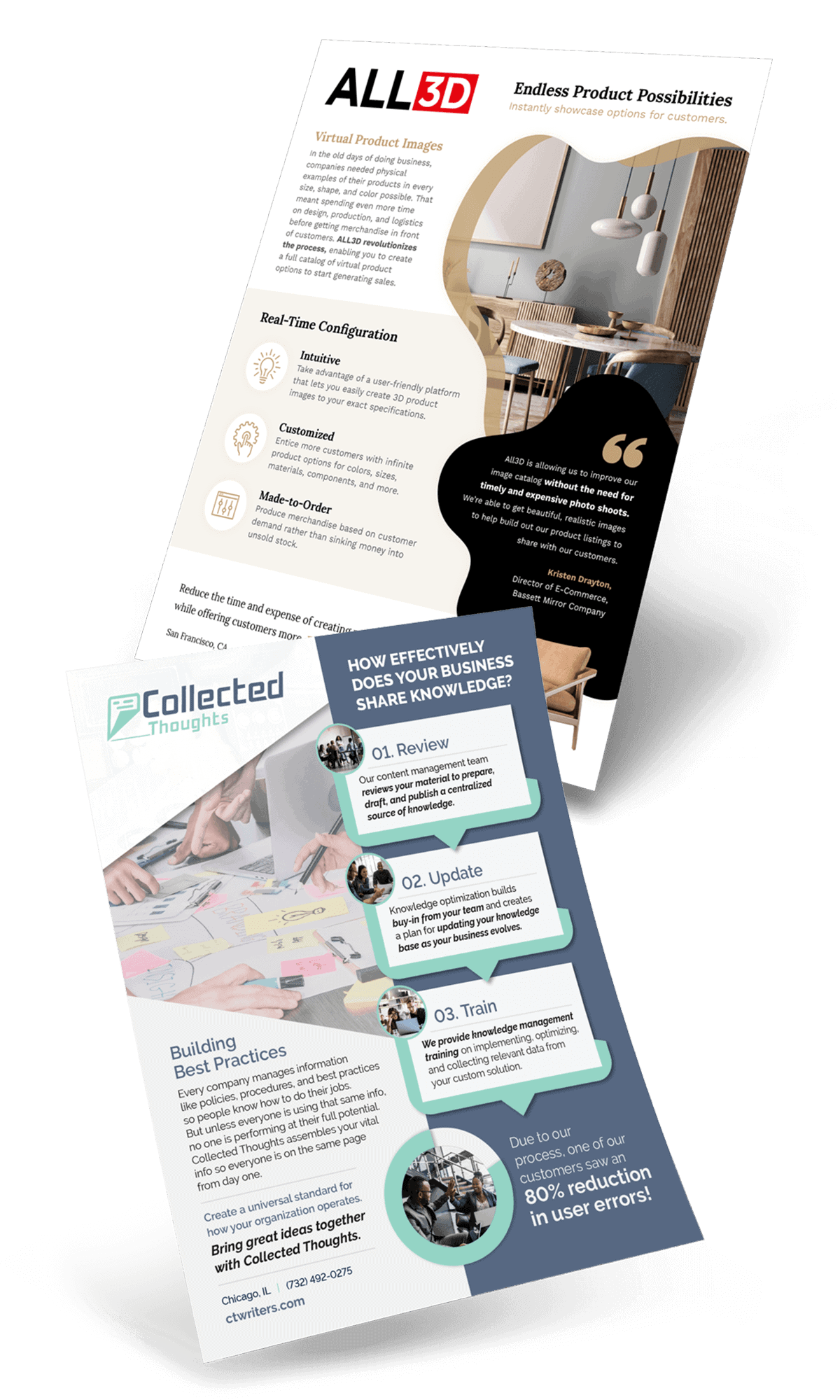 One Pager - All 3D, Collected Thoughts, Infographic, Sell Sheet, Case Study